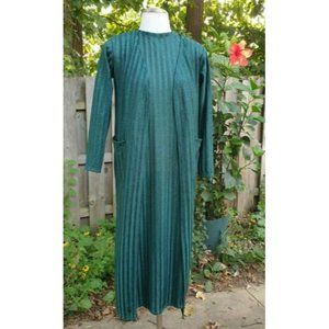 Slinky Long Green Dress XS Open Long Jacket